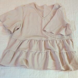 Women's Cream Ruffle Top